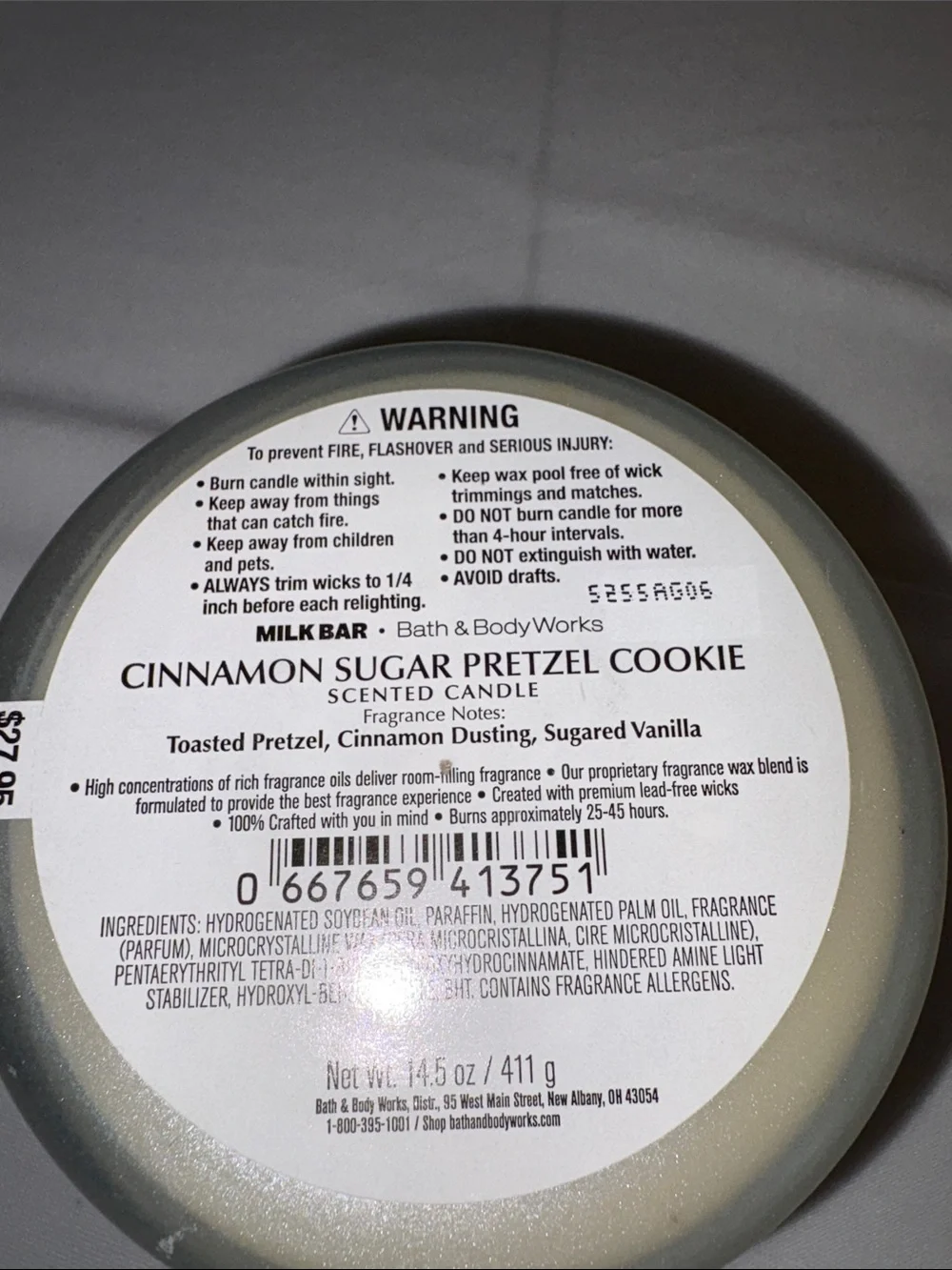 Bath & Body Works Milk Bar collab candle 14.5 oz 3 wick new cinnamon sugar pretz